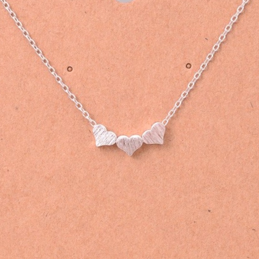 Silver | Three Heart Necklace, Silver Chain - Picture 4 of 4